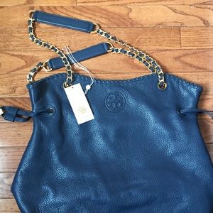 Tory Burch Blue Leather Tote